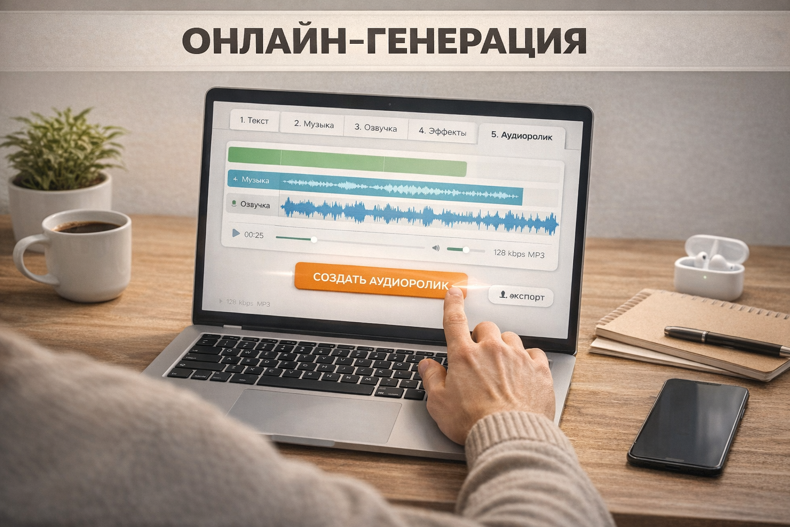 создание аудиоролика онлайн через генератор и интерфейс сервиса